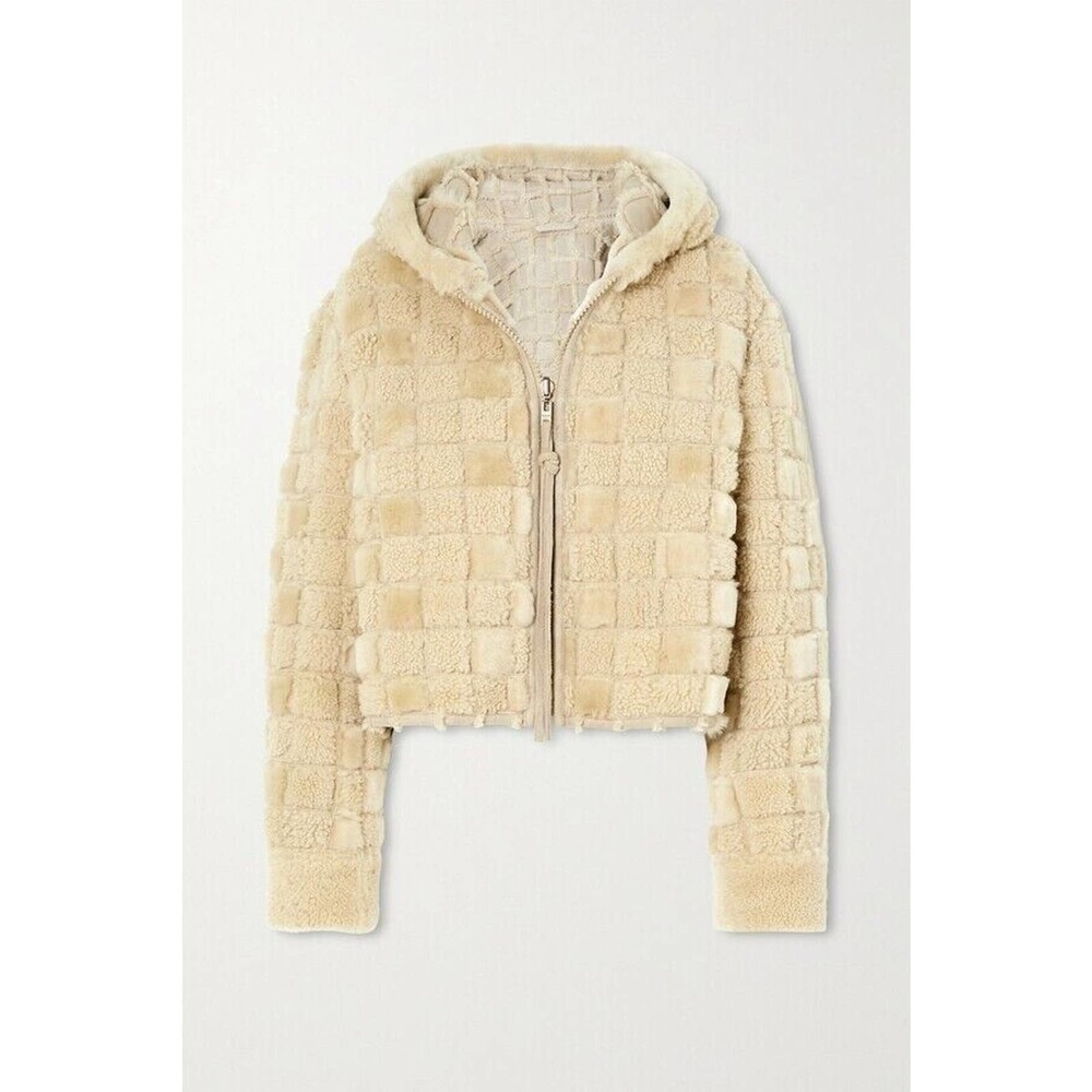 Acne Studios Cropped Shearling Jacket Beige size IT 40
